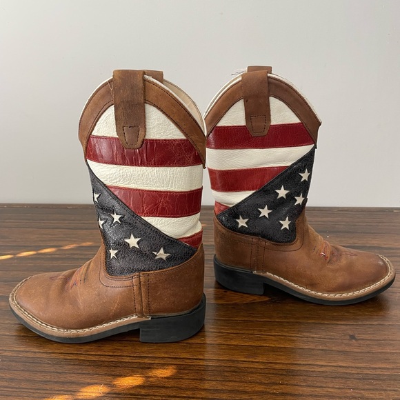 Old West, 11 little kid, American Flag square toe cowboy country western boots - Picture 6 of 12